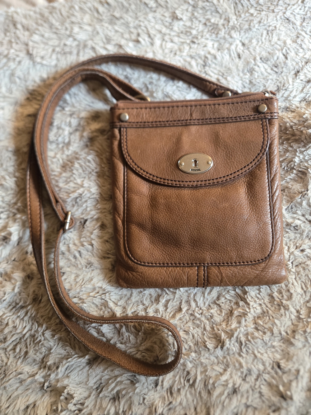 Fossil Brown Leather Crossbody Bag